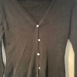 Black Button-Up Women's Sweater Cardigan vintage 90s betsey johnson